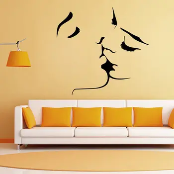 Романтичен любовник целувка големи стенни стикери начало декор хол, спалня с огромния размер на винил стенно изкуство стикер стенопис D208