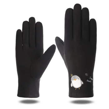 Ръкавици тънки кашмир гъвкави захранващи ръкавици дамски зимни прекрасен пингвин сензорен екран студент колоездене топли ръкавици E76