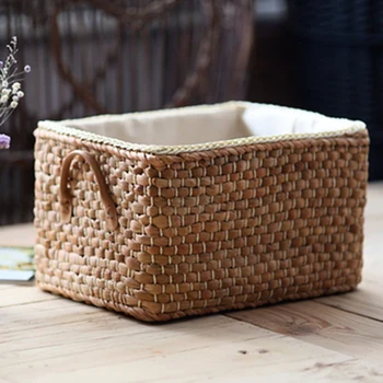 Ръчно Изработени Desktop Storage Basket Japanese Garden Style Finishing Creative Box Sundries Канцелярский Органайзер Царевица Люспи Тъкани Калъф