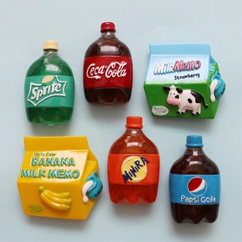 Ръчно рисувани банан мляко кока-кола напитка, 3D магнити за хладилник туристически сувенири хладилник магнитни стикери подарък
