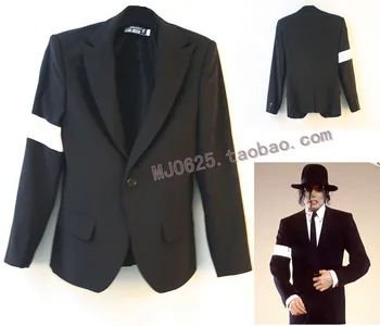 Рядко MJ Michael Jackson Dangerous BAD черно сако от костюм с имитация на нарукавной превръзки за подарък