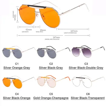 Самоличността на нови слънчеви очила Мода мъже и жени голяма метална дограма за сиамски очила плоско огледало