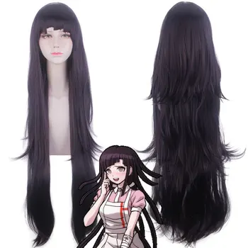 Сбогом отчаяние Микан Цумики cosplay перука момичета жените черно, лилаво дълга перука за Хелоуин Данганронпа синтетични перука + перука капачка
