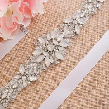 Сватбена колан сватбена рокля колани с кристали, кристали сватба лента апликация за сватбена рокля 207S