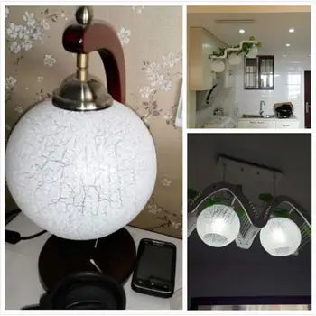Светлинното устройство фитинг бял ефект на пукнатини лампа двойно дупка на кутията през цялата сферична стъклена лампа за настолна лампа полилей