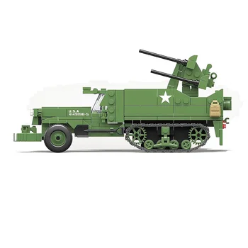 Световна война военната серия на US M16 MGMC Half Track противовъздушни строителни блокове солдатские фигурки, играчки за деца момче подаръци