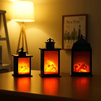 Светодиоди камина лампа нощна светлина декоративен фенер осветление реалистичен движещ се ефект на пламъка настолни плоча без пламък украса