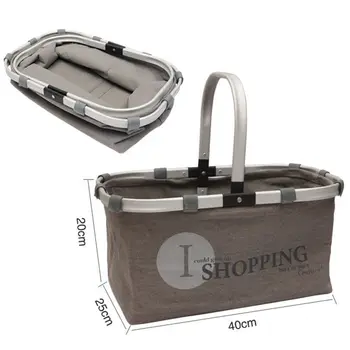 Сгъваема Еко кошница за пазаруване и чанта за носене сгъваема алуминиева рамка сгъваеми дръжки на кошници за съхранение на пикник Оксфорд лагер кошница 1бр