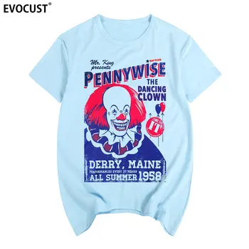 се pennywise clown Stephen King 1990 Horror Movie IT COSPLAY tee T-shirt Cotton Men T shirt New Women Summer