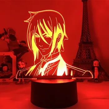 Себастиан аниме черен Иконом 3D лампа нощна светлина led лампи за спалня Декор на светлина деца на дете, подарък за Рожден Ден