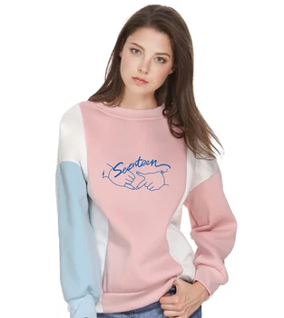 Седемнадесет блузи, пуловери писмо на печатни Kpop корейски стил ежедневни блузи Antumn руно О-образно деколте качулки седемнадесет