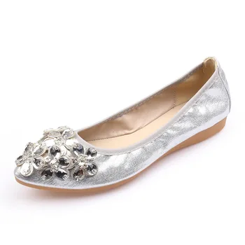 Секси Кристал Glitter Women Shoes На Zlatina Flats 2019 Ръчно Изработени Кожени Slip On Loafers Меки Мокасини Zapatos Mujer Plus Size