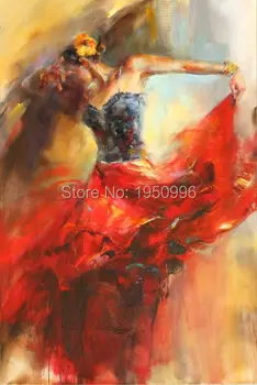секси момиче танцьор на фламенко испанска жена на топлина танцува танцьор маслена живопис платно изкуство фламенко танци стени pactures