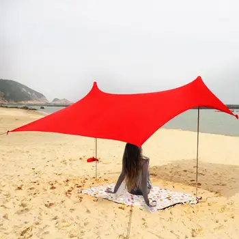 Семеен плажен навес лек преносим плажен навес Anti-UV Sun Shade палатка с котва чувала с пясък, на 4 безплатни колышка за паркове на открито