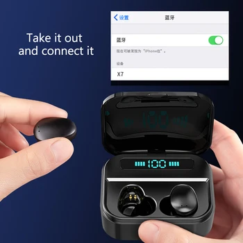 Сензорен TWSx7 M7 M7s Bluetooth 5.0 слушалки слушалки безжични слушалки LED цифров дисплей слушалки слушалки с микро-зарядно устройство
