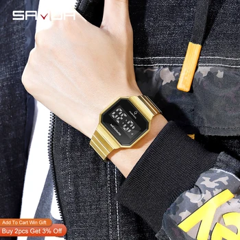 Сензорен електронен часовник мъжки BIANA марка LED цифров часовник за мъже на 50 м водоустойчивост на часовника от неръждаема стомана reloj hombre