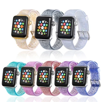 Силиконов ремък за Apple Watch каишка 42 мм 38 мм iwatch група 44 мм 40 мм bling гривна аксесоари apple watch серия 6 se 5 4 3