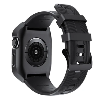 Силиконов ремък за часа TPU Watch Case за Apple Watch Серия 4 44 Full Frame Screen Protector за IWatch Series 4 44 Watchband
