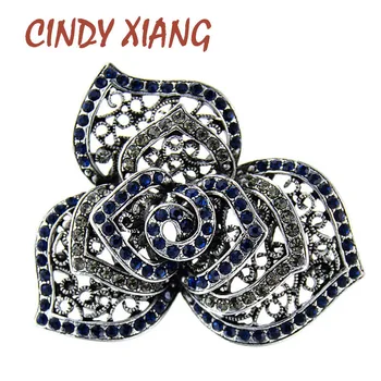 Синди Xiang планински кристал, Камелия цвете брошка Реколта цвете Жени 4 цвята бъдат выдалбливают бижута ретро стил