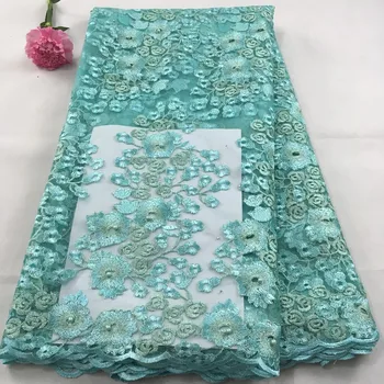 сини африкански дантелени тъкани 5 ярда бяла гипюровая лейси плат 2019 благородна африканска шнуровая лейси кърпа за сватбени рокли K-HX02X