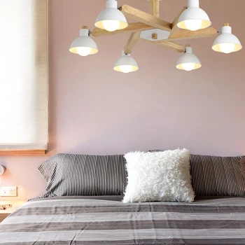 Скандинавско дизайн Модерен водеше Черно на Бяло дърво осветление sconces свещ за покрита домашна спални живееща стая
