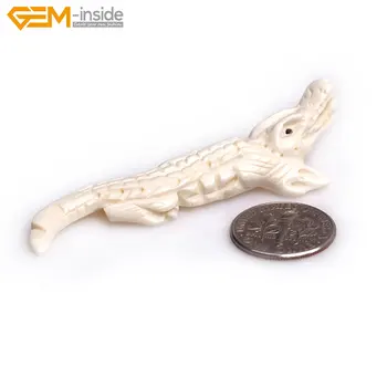 Скъпоценен камък-в рамките на 1-2 елемента избиран размер голямото бяло животно гущер крокодил издълбани кост мъниста за бижута декорации DIY мъниста