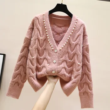 Сладки топчета V-образно деколте вязаный жилетка дамски пролет 2020 новата мода е всичко Мач плетени връхни дрехи пуловер