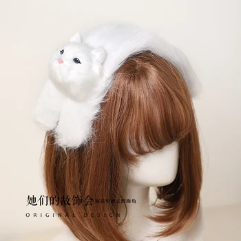 Сладко плюшено стереоскопичен котка е склонен шнола за коса, аксесоари за коса, лента за глава сладък Kawaii момиче KC панделка за коса, Украса за коса cosplay