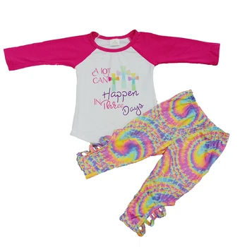 сладък нови великденски baby girl дрехи с дълъг ръкав печат топ мач цветни фантазии панталони baby girl бутик за дрехи детски дрешки