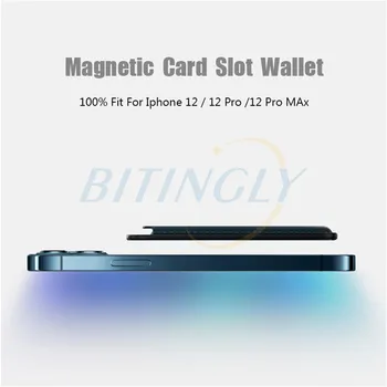 Сменяем магнитен калъф от естествена кожа за iPhone 12 Pro Max Портфейла Card Case Caja Magnetica Magsafing за iPhone 12 12 Mini
