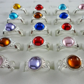 Смесете цвят със сребърно покритие Crystal пръстен за деца, момчета и момичета на Едро бижута пръстени в насипно състояние много гореща продажба LR270