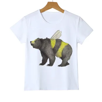 Смешни Bee Bear Print Boy Girl тениска Animal Punk Rock Смешни T Тениски Hip Hop Tee 3d T-shirt Cool Кид Clothing