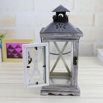 Специална ретро дървена лампа, свещник романтична сватба евтини свещник фенер декорация на дома занаяти