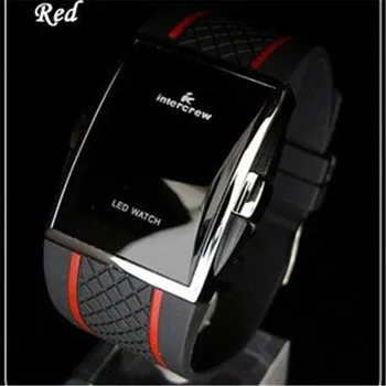 Спорт цифрови мъжки часовник 2019 нова мода мъжете черен правоъгълник циферблат led електронни часовници силикон каишка за часовник эркек брой Саати