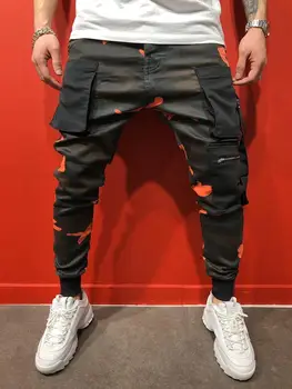 Спортни и Ежедневни общата дължина на молив панталони тънък хип-хоп камуфлаж печат Мъжки панталони
