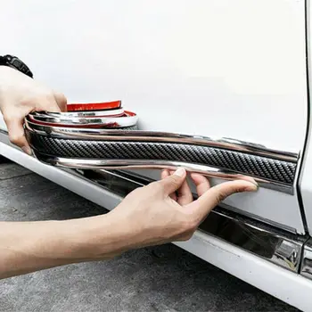 Стайлинг на колата вратата, на прага протектор въглеродни влакна формоване ленти покритие анти-сблъсък на предната броня Сребърна страничната пола край предпазни ленти