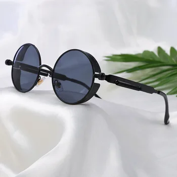 Стари жени steampunk слънчеви очила марка дизайнерски кръгли слънчеви очила за мъже жени ретро де сол UV400 слънчеви очила Очила