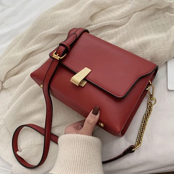 Старинни площада Crossbody чанта 2020 мода нов високо качество изкуствена кожа дамски дизайнерска чанта за заключване на рамото чанта