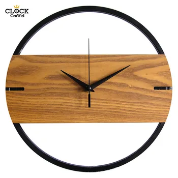 Старинни стенни часовници с модерен дизайн дървени часовници за спални 3D стикери стенни часовници Home Decor Single Side Silent 12 инча