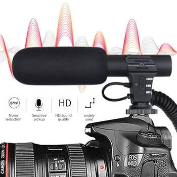 Стерео камера микрофон DSLR камера микрофон Цифров микрофон за запис на видео с 3.5 мм аудио щекер професионален