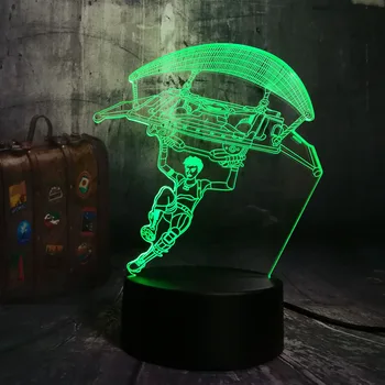 Страхотен нов Battle Royale Играта TPS PUBG парашут настолна лампа 3D LED 7 цвята лека нощ дете деца декор на светлина Коледен момче лампи