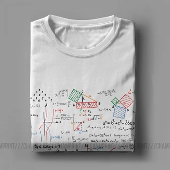 Страхотно Mathematics Formulas Numbers T-Shirt for Men Pure Cotton T Тениски Science Физика Онази Nerd Short Sleeve Tees подарък върховете