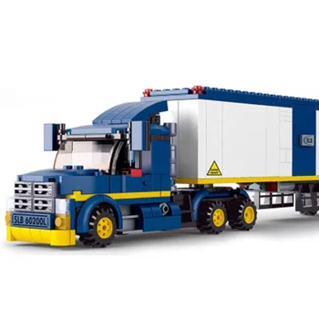 Събраните пластмасови строителни блокове B0318 фургон камион, контейнер монтаж на строителни блокове на детски образователни играчки