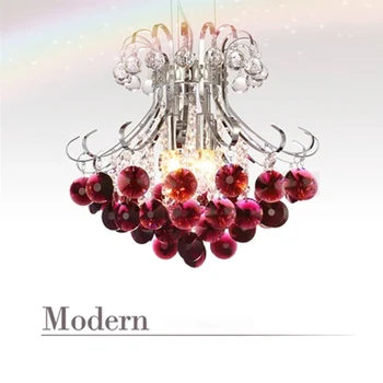 Съвременната мода начало деко Crystal E14 лампа, окачена лампа САМ персонализирани романтична принцеса хром желязо висящи лампи
