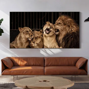 Съвременните африкански лъвове животни плакати и щампи платно Боядисване монтаж на стена арт плакат за хола голям размер картини без рамки Куадрос