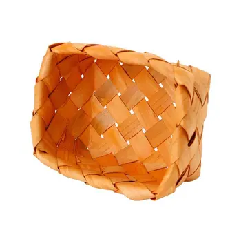 Творческа ръчно подвързване правоъгълна кошница за плодове хлебная кошница, дървена кошница кошница за съхранение на пикник кошница 19x14x9cm
