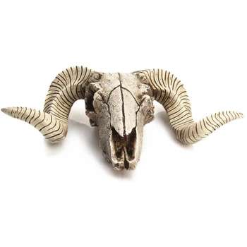 Творческа смола овче главата череп глава стенни 3D животно Лонгхорн скулптура фигурки занаяти Рога начало декор украса