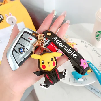 Творчески Pokemon карикатура силиконови ключодържатели сладко аниме фигура hoody Пикачу ключодържател играчки предпочитан подарък за момичетата за деца