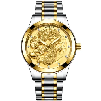 Творчески Дракон луксозни мода стомана каишка гледате мъжки кварцови часовници, ежедневни мъжки Спортен Бизнес на ръчни часовници Relogio Masculino