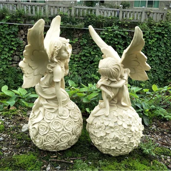 Творчески Отпуск Цвете Фея Смола Сладък Ангел Статуи Свещник Градинарство Украшение Декор Двор Двор Скулптура Аксесоари